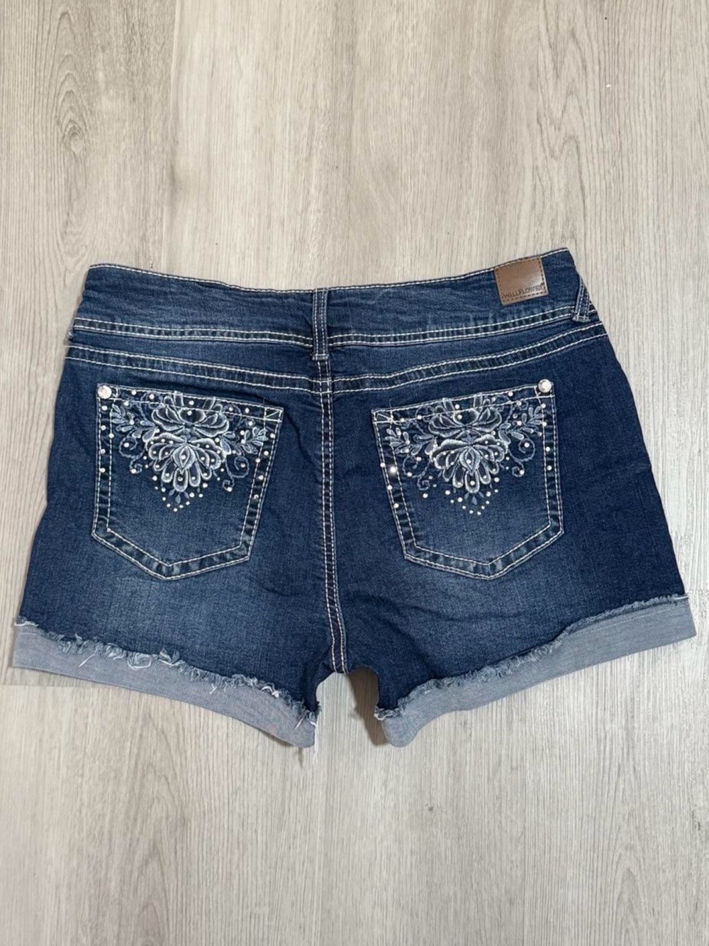 Y2K McBling Rhinestone Embroidered Jean Shorts